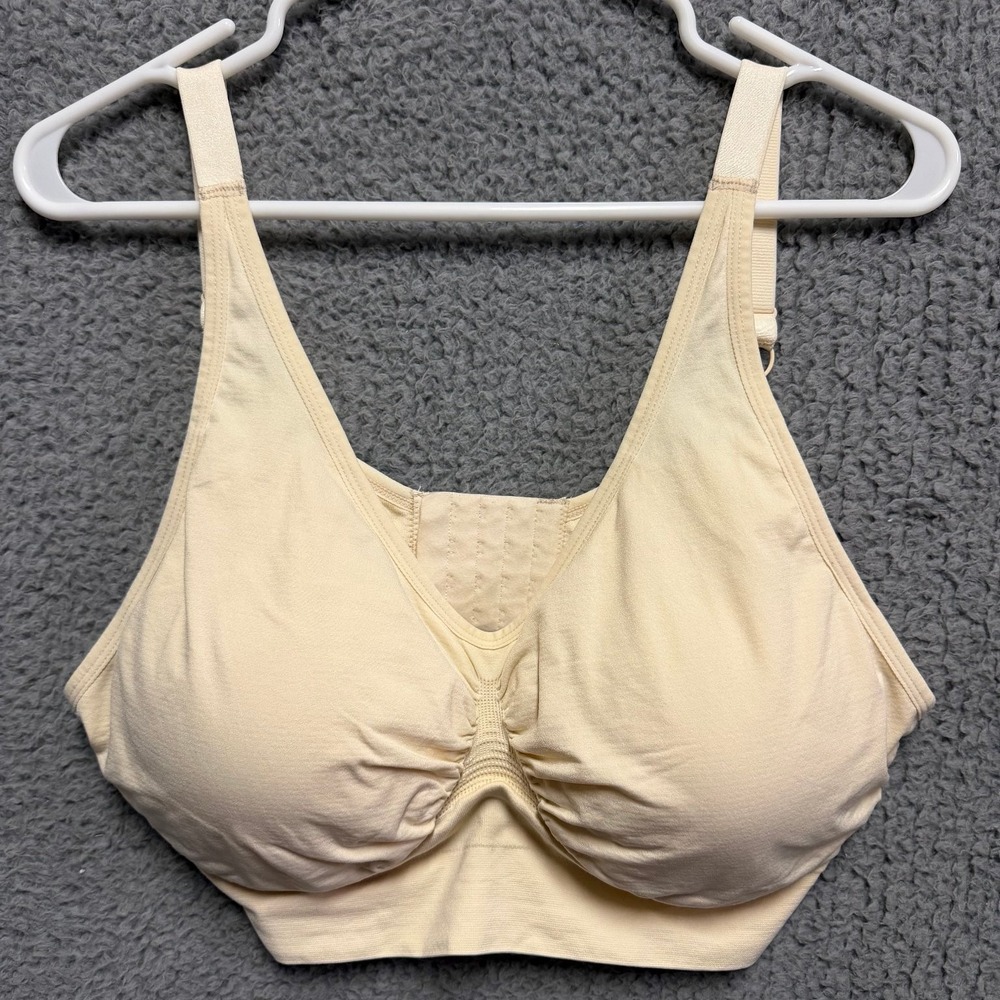 AnyBody Intimates 2X Nude Comfort Bra Wireless Lounge Sleep Hook & Eye Closure